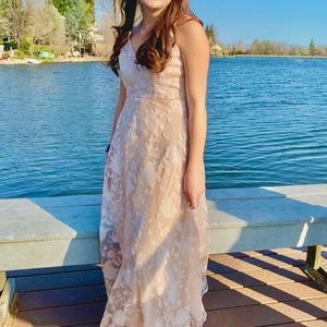 Lulus Blush Floral Maxi Dress | Cute Prom dress | Long dress  | Pink dress